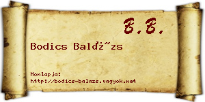 Bodics Balázs névjegykártya